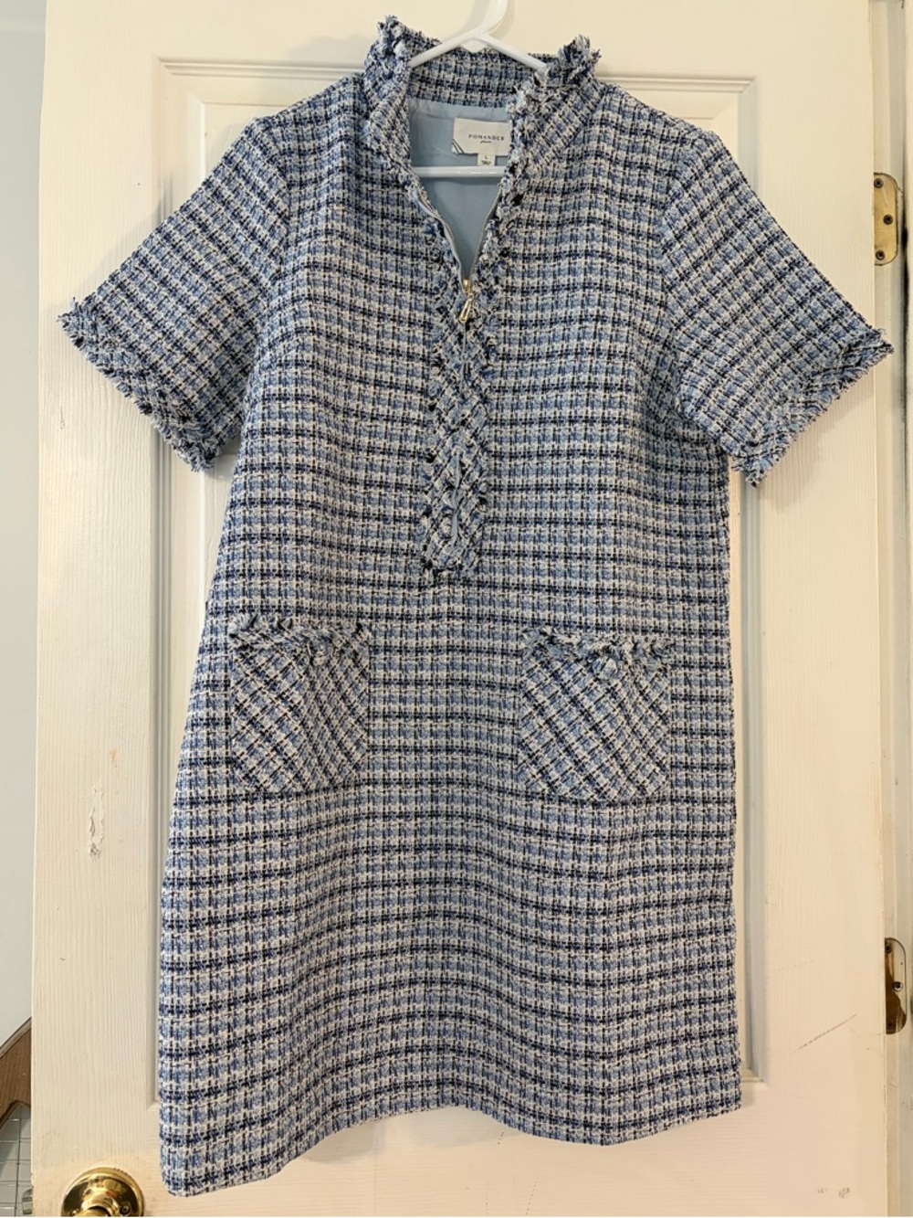 Pomander Place Light Blue & White Tweed Mini Dress